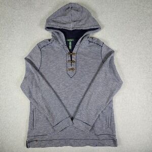 LRL Lauren‎ Jean Co Hoodie Womens XL Blue Stripe Fireman Lobster Clasp Pockets